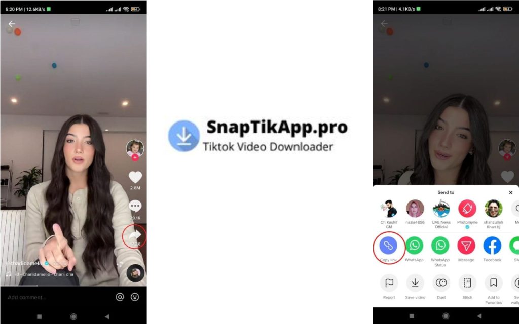 tiktok video share link copy